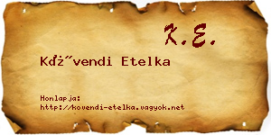 Kövendi Etelka névjegykártya